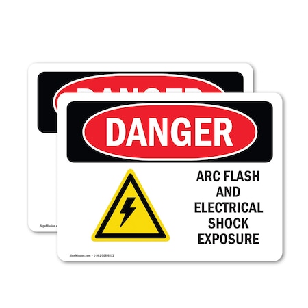 Signmission ARC Flash And Electrical Shock Danger Sign, Vinyl Decal, 7in W x 5in L, 2PK OS-2PACK-DS-D-57-L-2236